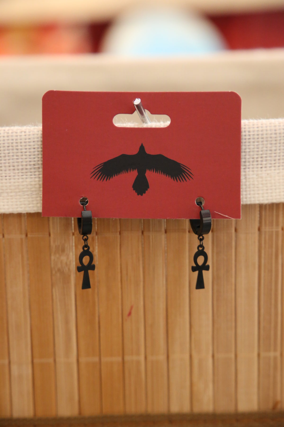 Black Ankh Drop Earrings