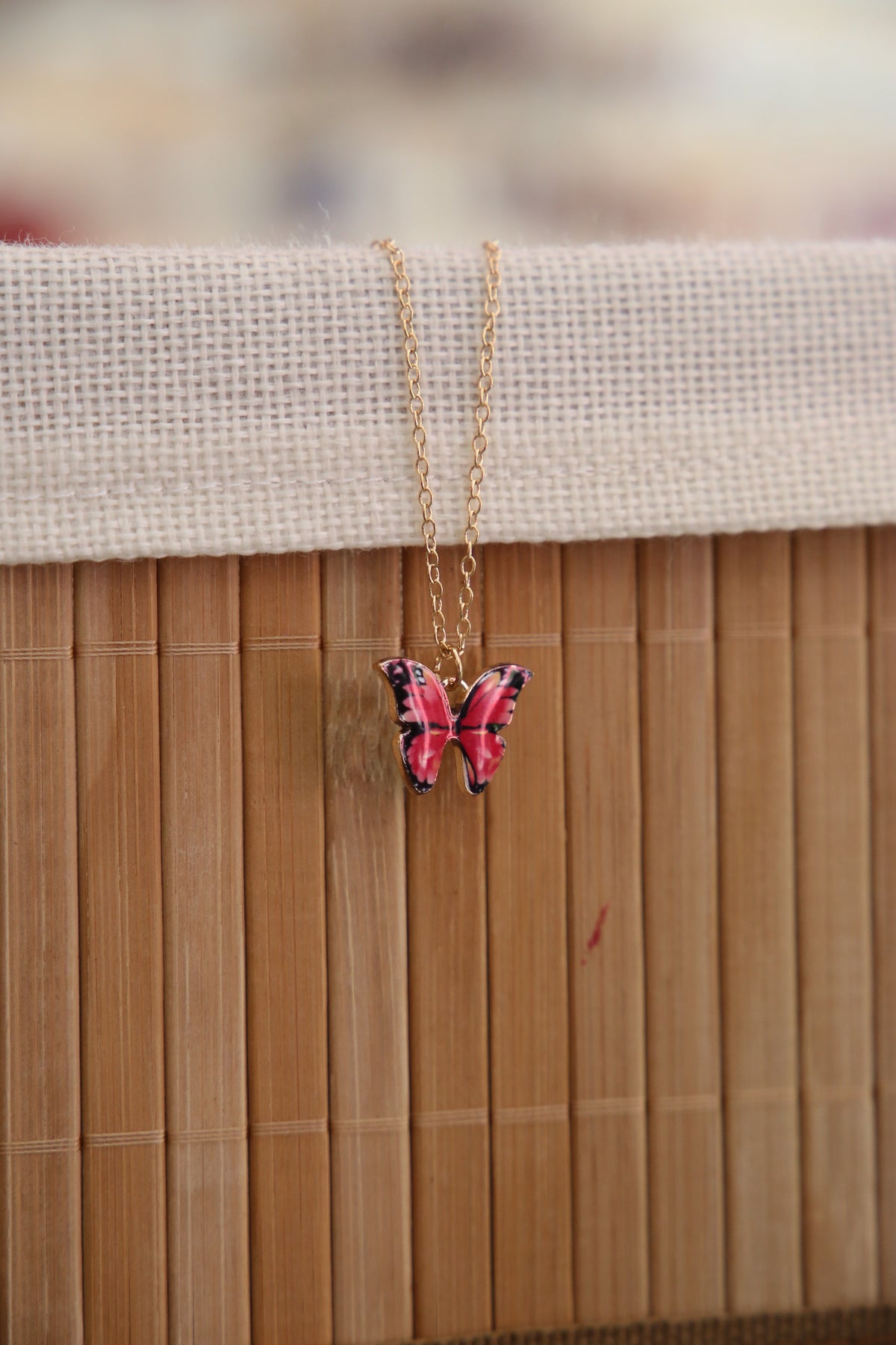 Pink Butterfly Necklace