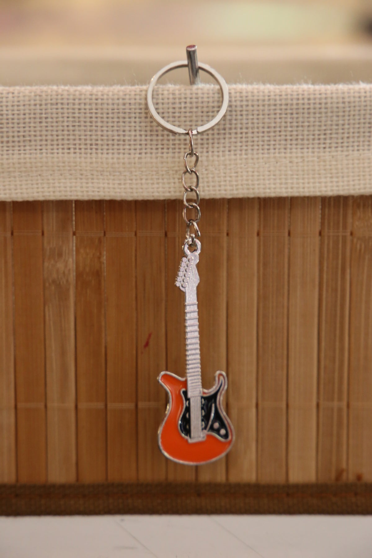 Orange Guitar Keychain