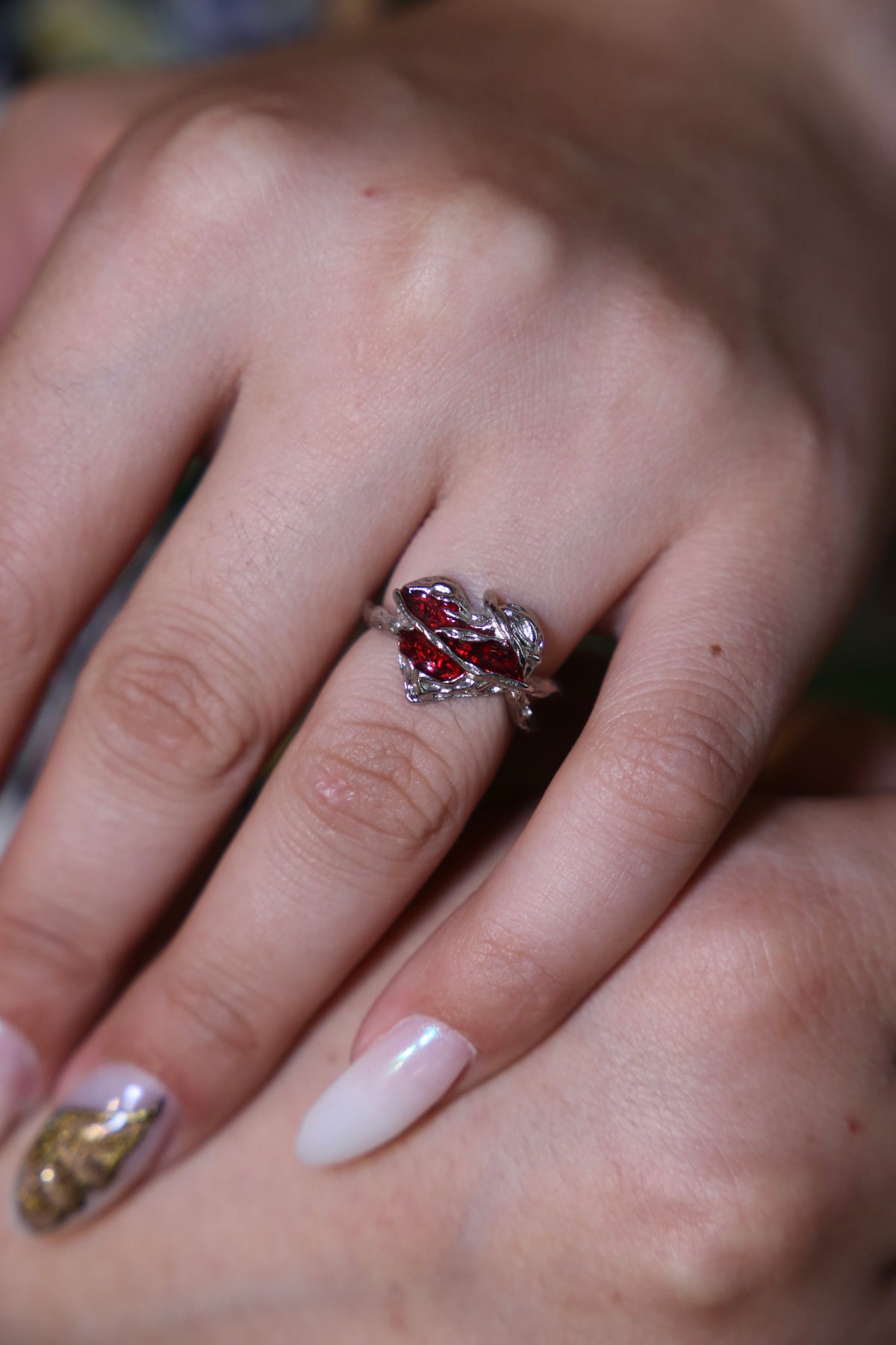 Grunge Red Heart Ring