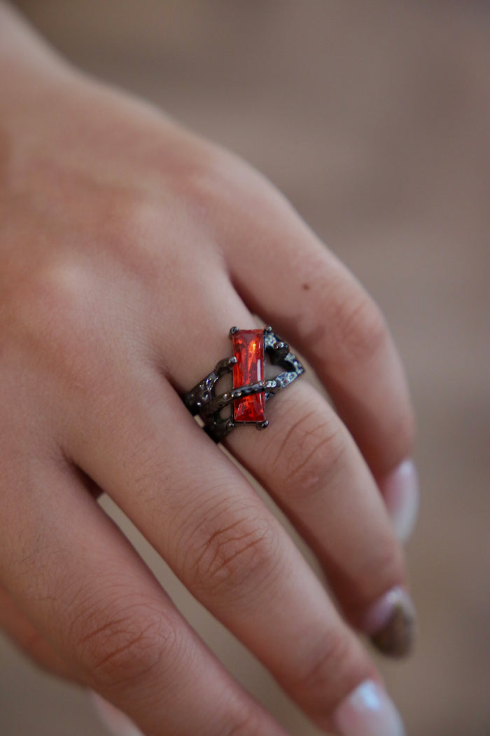 Red Stone Black Ring