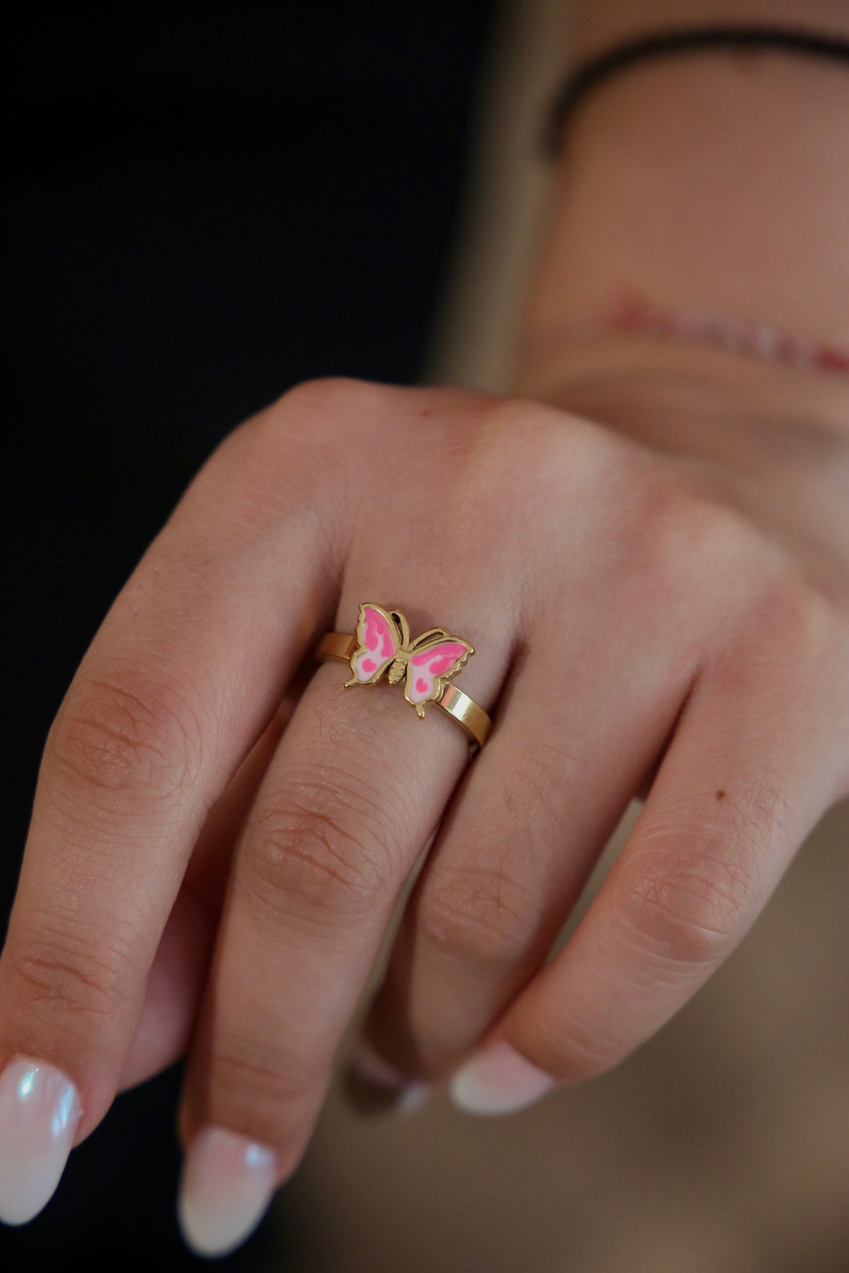 Golden Rose Butterfly Ring