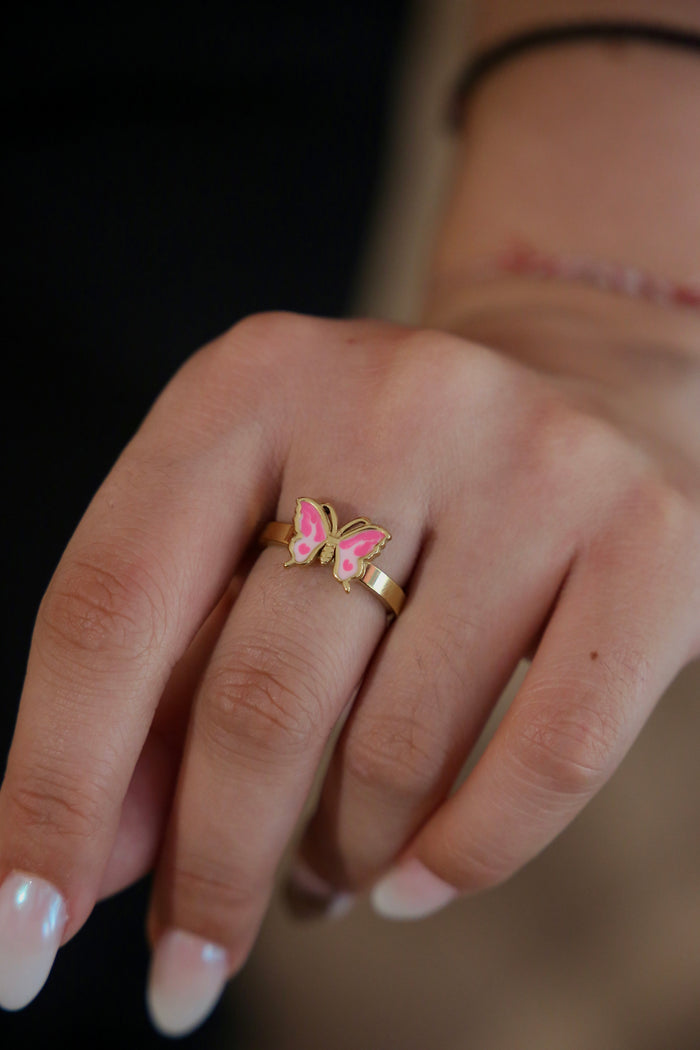 Golden Rose Butterfly Ring