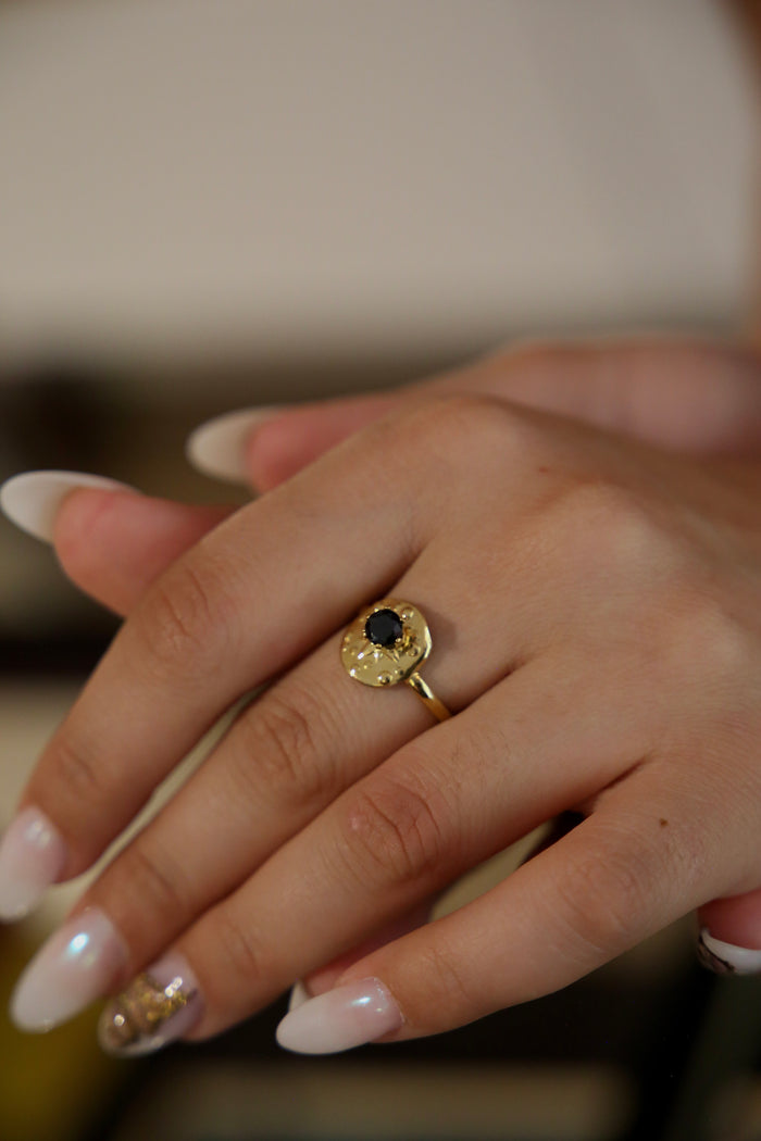 Golden Black Stone Ring