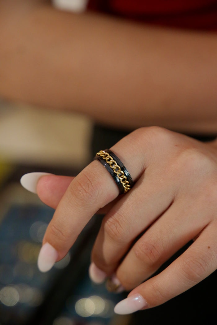 Gold Black Spinning Ring
