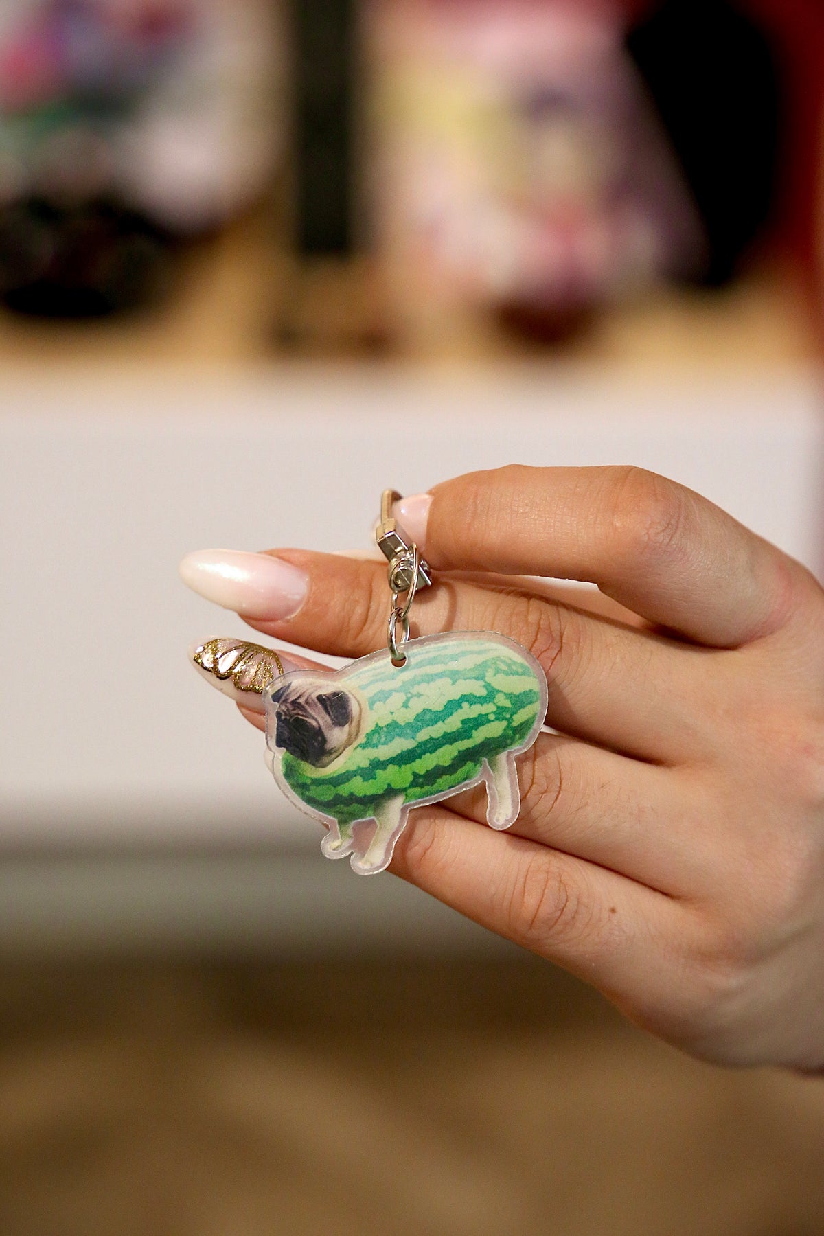 Watermelon Dog Keychain
