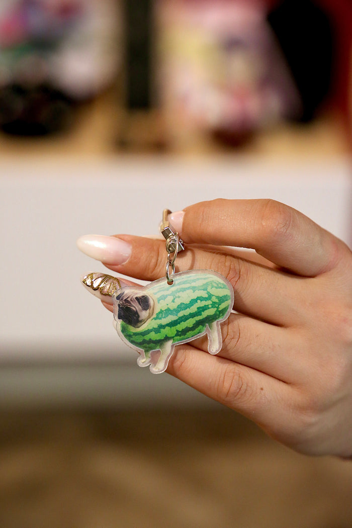 Watermelon Dog Keychain