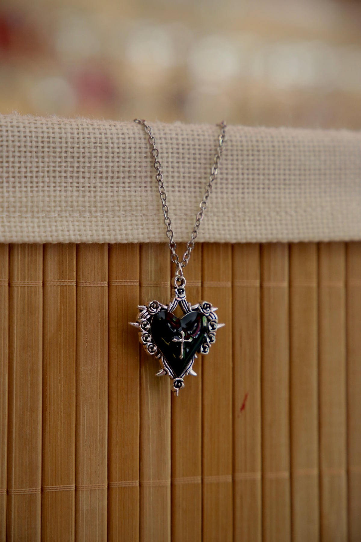Black Heart Cross Necklace