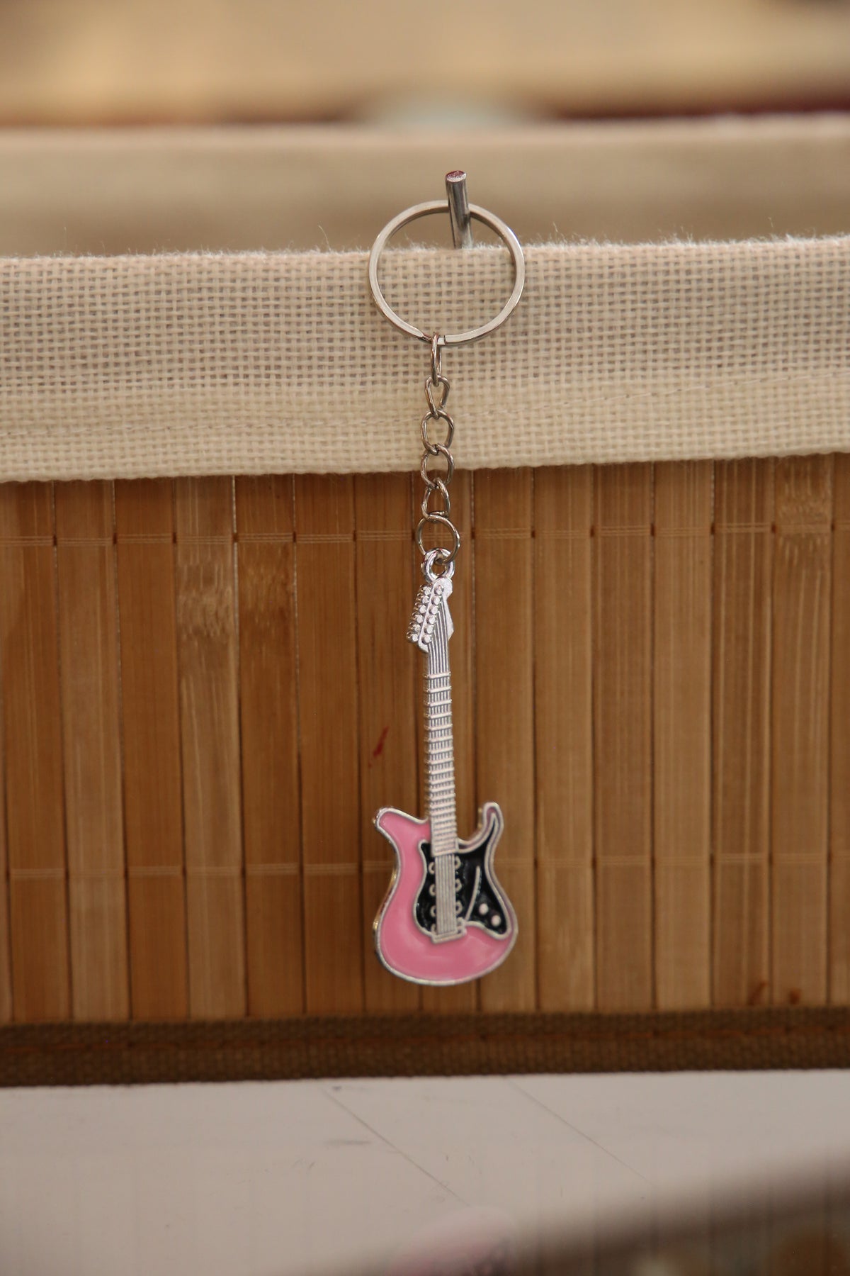 Pink Guitar Keychain