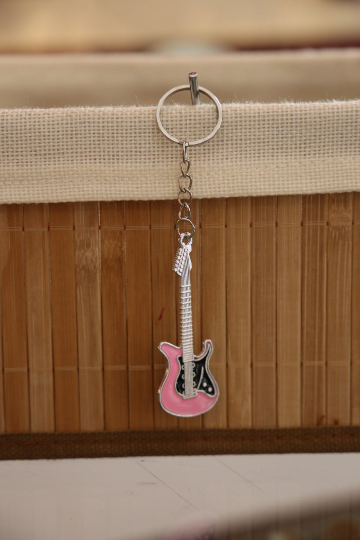 Pink Guitar Keychain