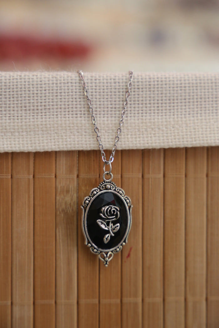 Black Vintage Rose Necklace