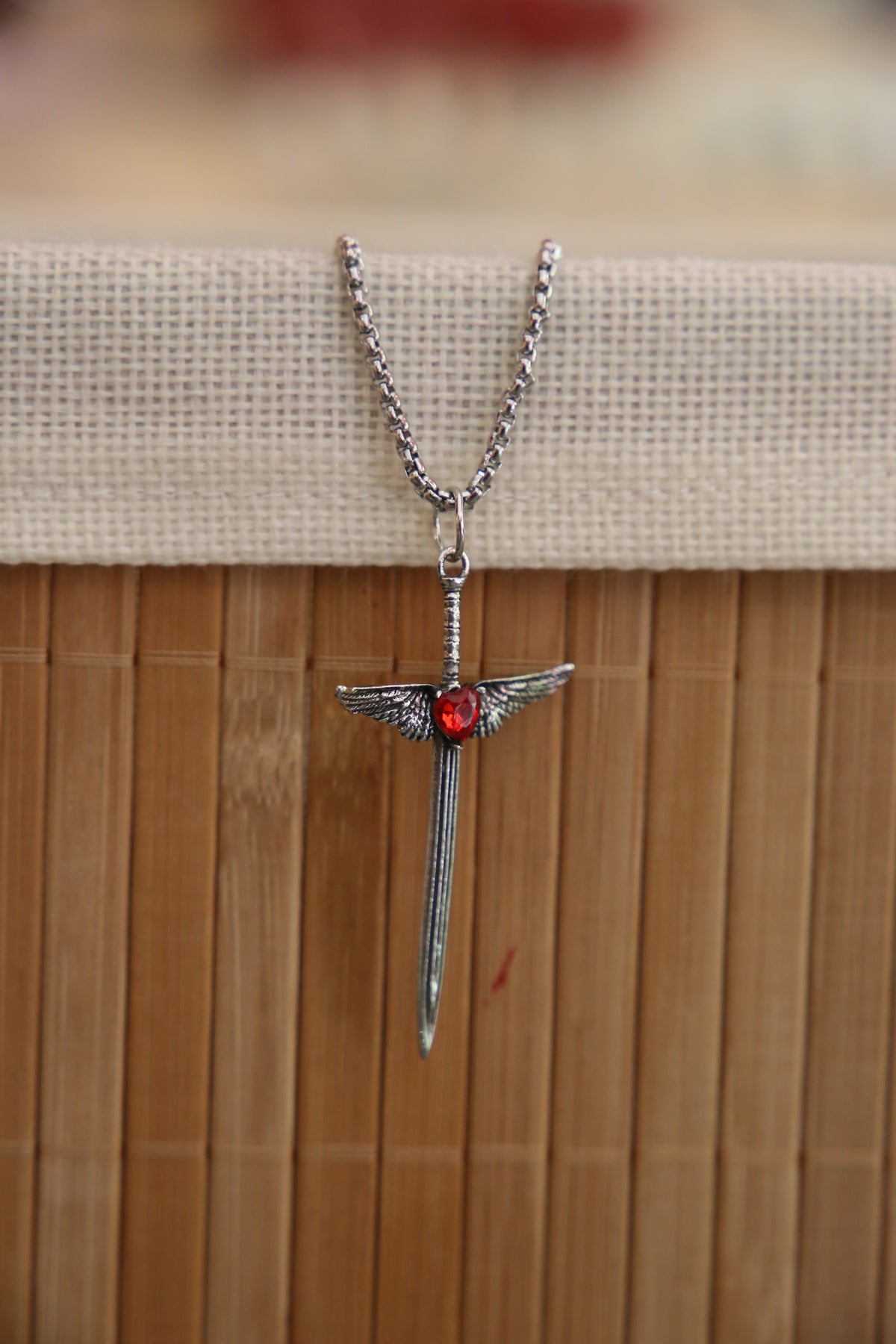 Red Heart Sword Necklace