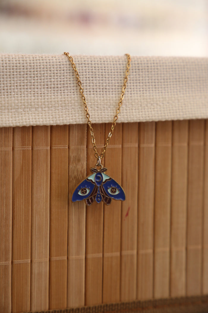 Blue Moth Necklace